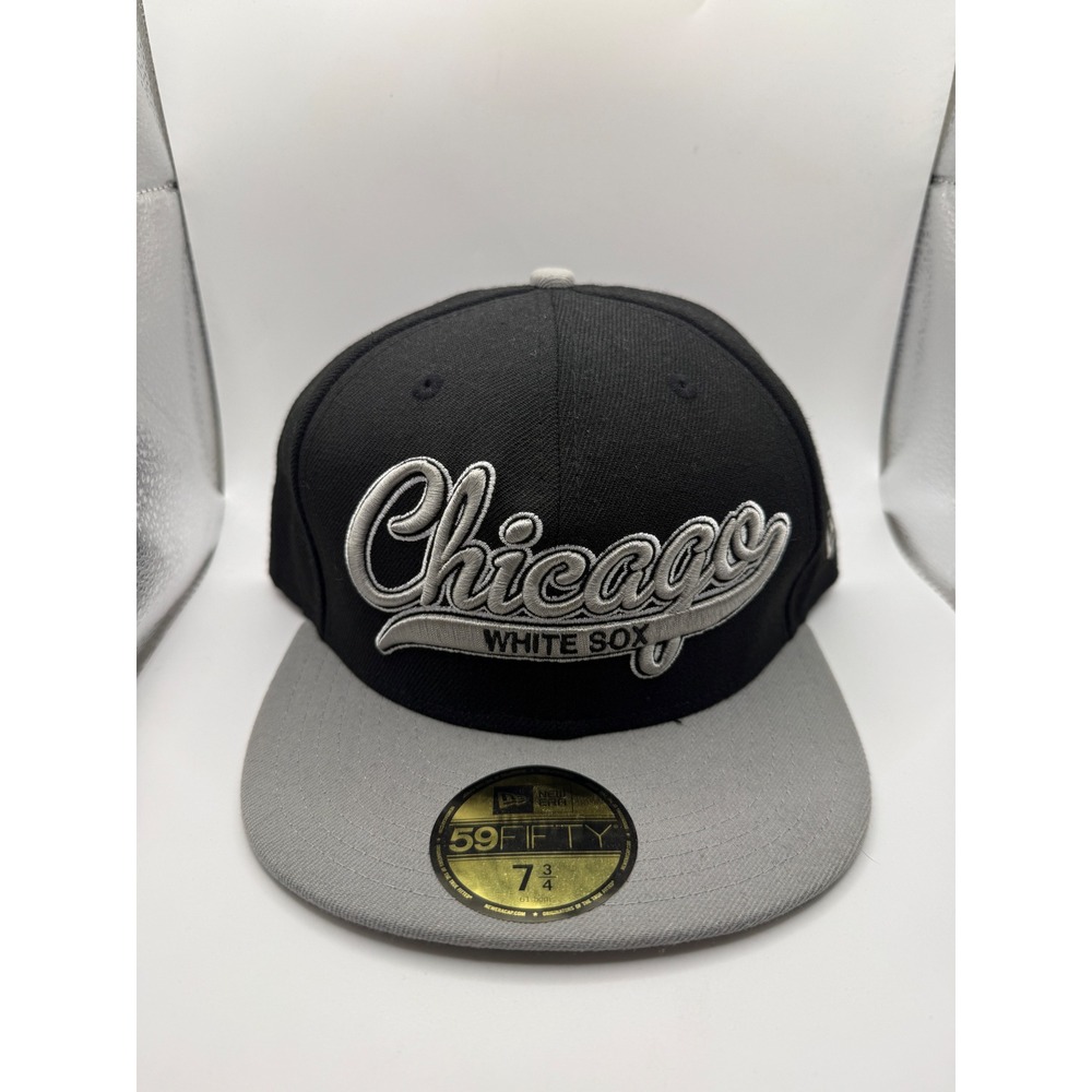 New‎ Era 59FIFTY Chicago White Sox Fitted Hat Black Grey 7 3/4 MLB Baseball Cap